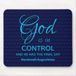 GOD IS IN CONTROL Christian Personalized BLUE Mouse Pad