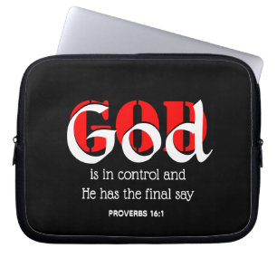 GOD IS IN CONTROL Inspirational Personalized Black Laptop Sleeve