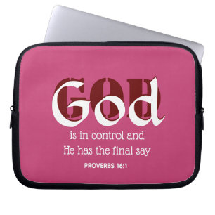 GOD IS IN CONTROL Inspirational Personalized PINK Laptop Sleeve