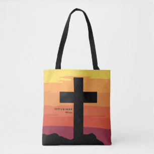 God Is In Control. Jesus, Cross, Bible, Religious Tote Bag