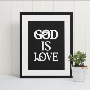 God Is Love" Artistic Faith Typography Poster