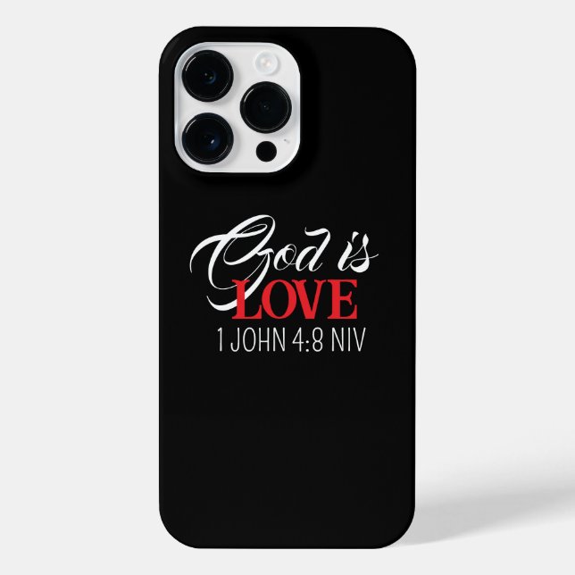 God is Love Black and Red Bible Verse Faith iPhone Case (Back)