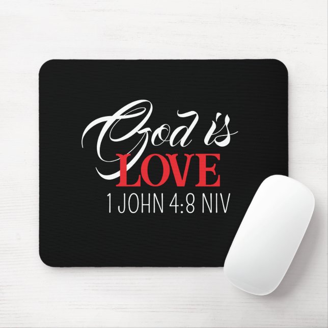 God is Love Black and Red Bible Verse Faith Mouse Pad (With Mouse)