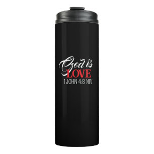 God is Love Black and Red Bible Verse Faith Thermal Tumbler