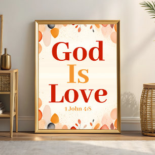 God Is Love Boho Christian Wall Art print