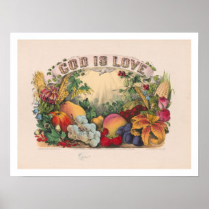 GOD IS LOVE by Currier & Ives Poster