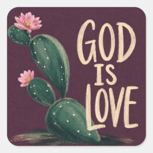 GOD IS LOVE Christian Encouragement Gift Square Sticker