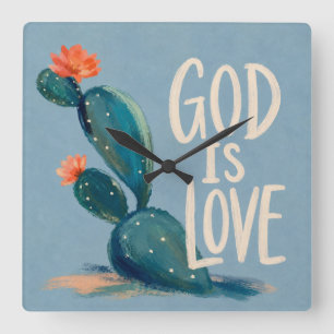 GOD IS LOVE   Christian Encouragement Gift Square Wall Clock