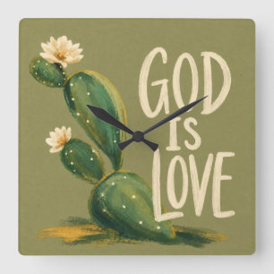 GOD IS LOVE   Christian Encouragement Gift Square Wall Clock