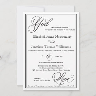 God is Love Christian Script Wedding Invitation