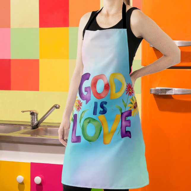 God is Love Colourful Bible Quote Apron (Creator Uploaded)