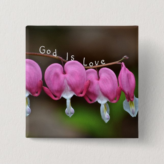 God Is Love Heart 2 Inch Square Button (Front)