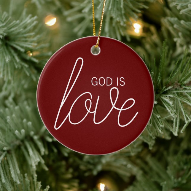 God Is Love Modern Christian Ceramic Ornament (Tree)