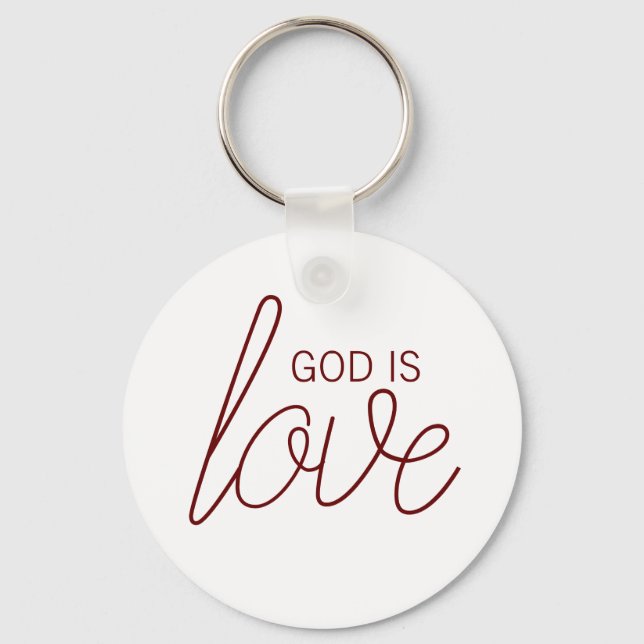 God Is Love Modern Christian Keychain (Front)