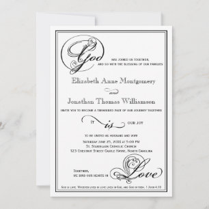 God is Love Royal Script Wedding Invitation