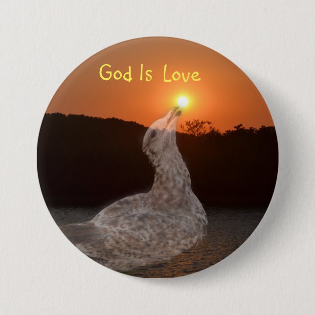 God Is Love Sunset 3 Inch Round Button (Front)