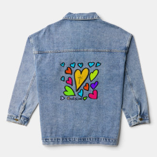 God is Love with Hearts Cross Denim Jacket