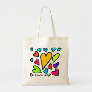 God is Love with Hearts Tote Bag