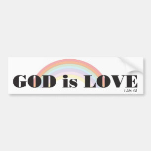 God is love with rainbow bumper sticker