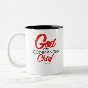 God is my commander in chief - Red Two-Tone Coffee Mug