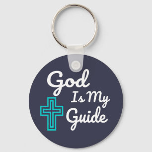 God Is My Guide Cross Keychain