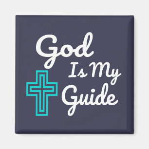 God Is My Guide Cross Magnet