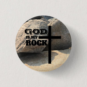 God is My Rock Bible Verse Black Cross Christian 1 Inch Round Button