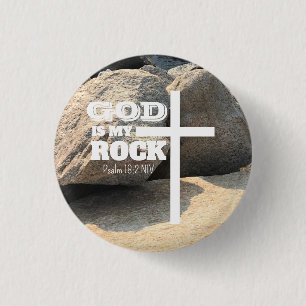 God is My Rock Bible Verse White Cross Christian 1 Inch Round Button