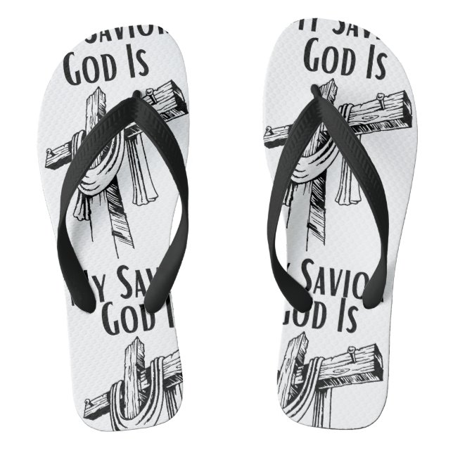 God Is My Saviour Bible Christian-Themed Flip Flops (Footbed)