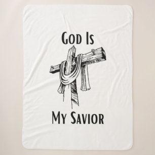 God Is My Saviour Bible Christian-Themed Sherpa Blanket