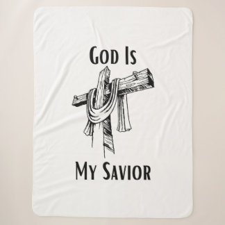 God Is My Saviour Bible Christian-Themed Sherpa Blanket