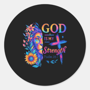 God Is My Strength Psalm 28_7 Lion Tee Classic Round Sticker