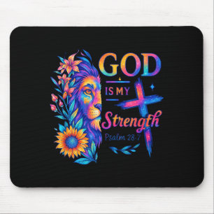God Is My Strength Psalm 28_7 Lion Tee  Mouse Pad