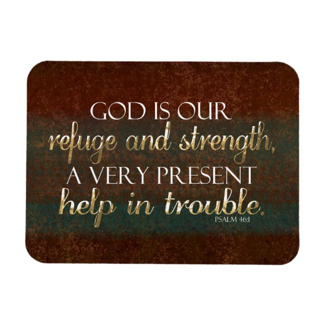 God is our Refuge Christian Bible Verse Brown/Gold Magnet (Horizontal)