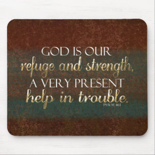 God is our Refuge Christian Bible Verse Brown/Gold Mouse Pad