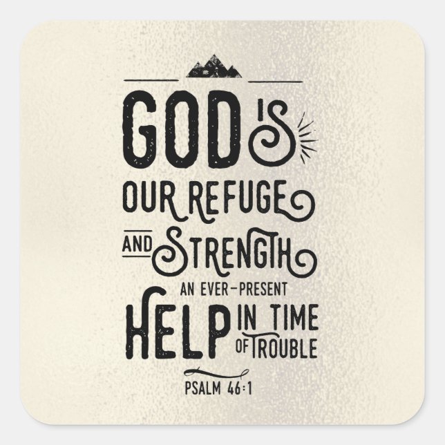 God is our Refuge Christian Bible Verse Square Sticker (Front)