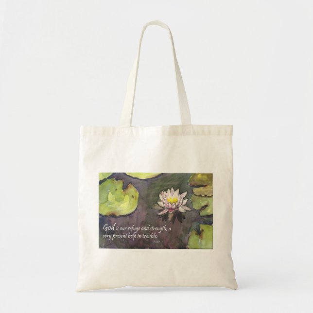 God is our Strength Scripture Tote Bag (Front)