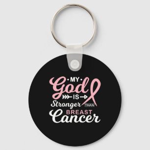 God Is Stronger Than Breast Cancer Awareness Warri Keychain