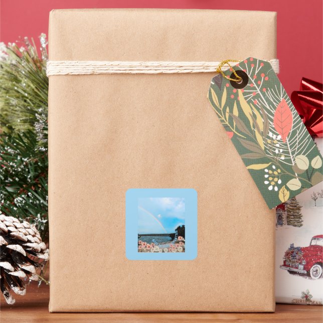 God is very creative square sticker (Holiday)