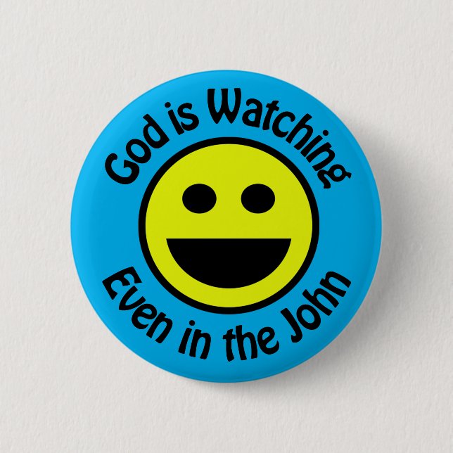 God is Watching Classic Round Sticker 2 Inch Round Button (Front)