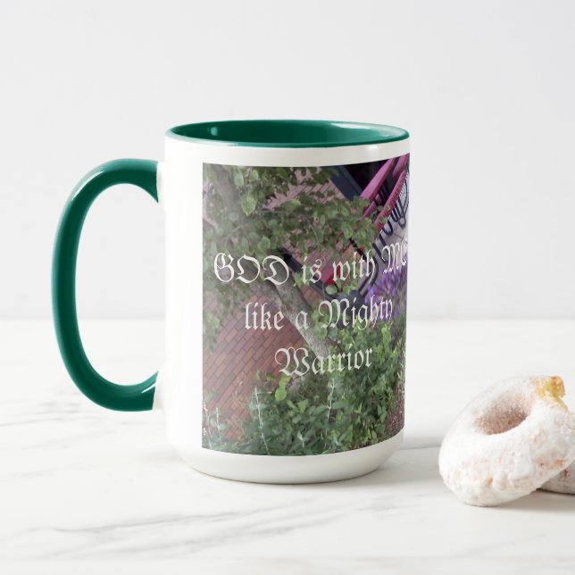 GOD is with ME like a Mighty Warrior Mug (With Donut)