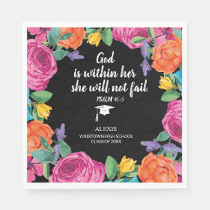 God is Within Her Christian Graduation Napkin
