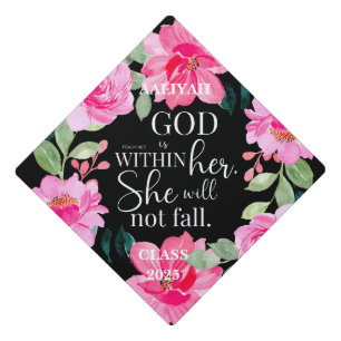 God is within her Floral Personalize Tassel Topper