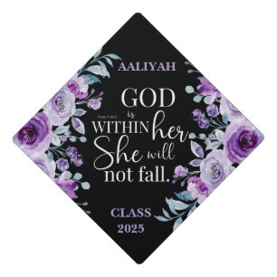 God is within her Floral Personalize Tassel Topper