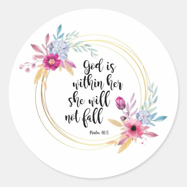 God is Within Her Psalm 46:5 Classic Round Sticker (Front)