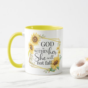 God is within her - Psalm 46:5 Sunflower Christian Mug