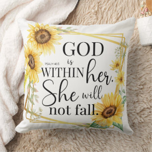 God is within her - Psalm 46:5 Sunflower Christian Throw Pillow