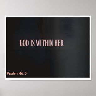God Is Within Her Psalm 46:5Wall Art Christian Poster