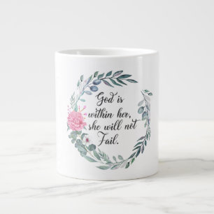 God is within her, she will not fail. large coffee mug