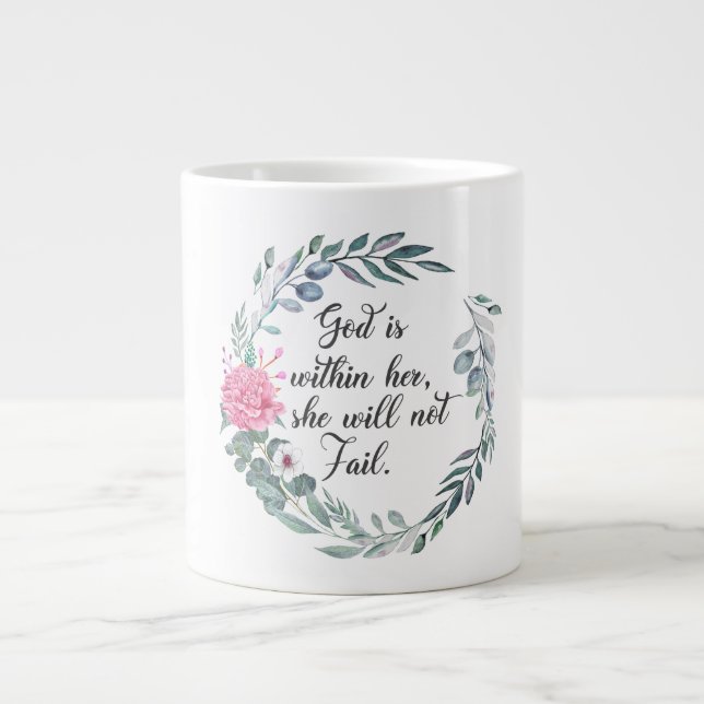 God is within her, she will not fail. large coffee mug (Front)